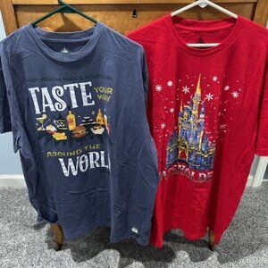 2 Disney T-shirts Passholder Christmas and Food and Wine 2020 Size XXL NWT